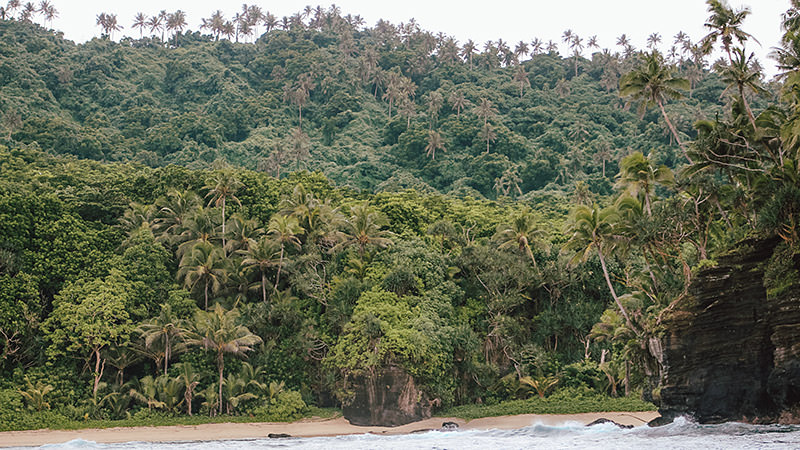 view of a beach on Tutuila Island from the ocean